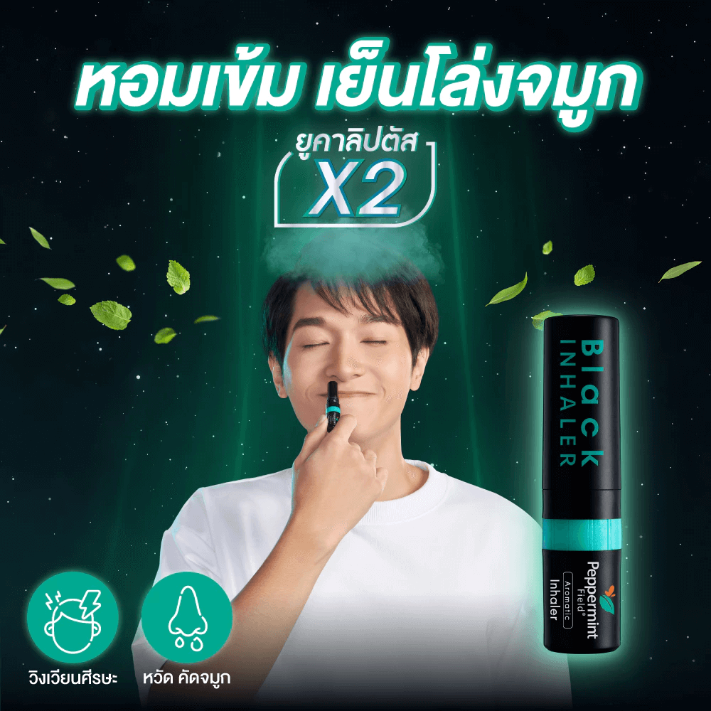 ยาดม เป๊ปเปอร์มิ้นท์ ฟิลด์ แบล็คอินเฮเลอร์ ขนาด 2 ซีซี จำนวน 3 ชิ้น
